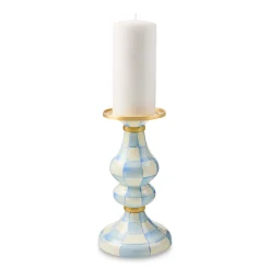 Sky Check Medium Pillar Candlestick