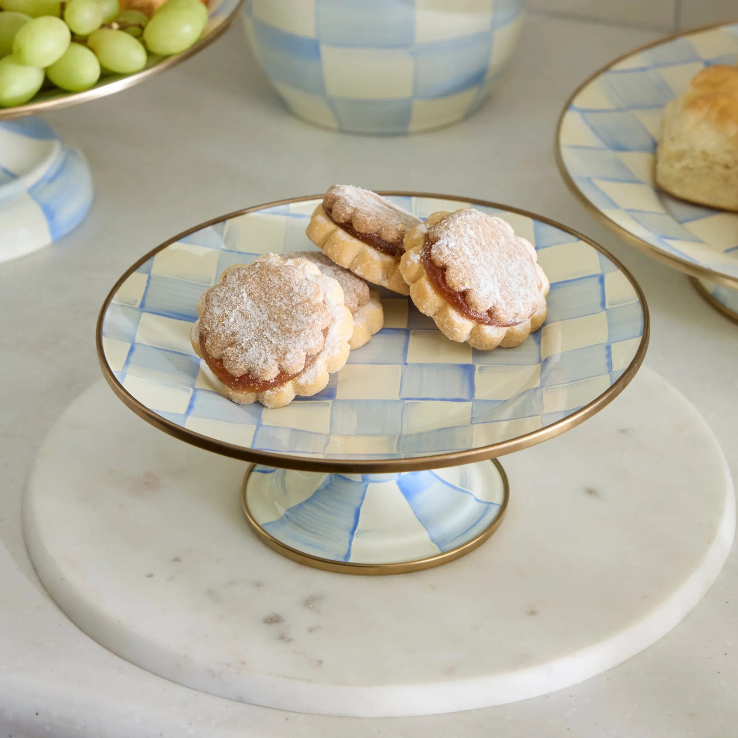 Sky Check Mini Pedestal Platter