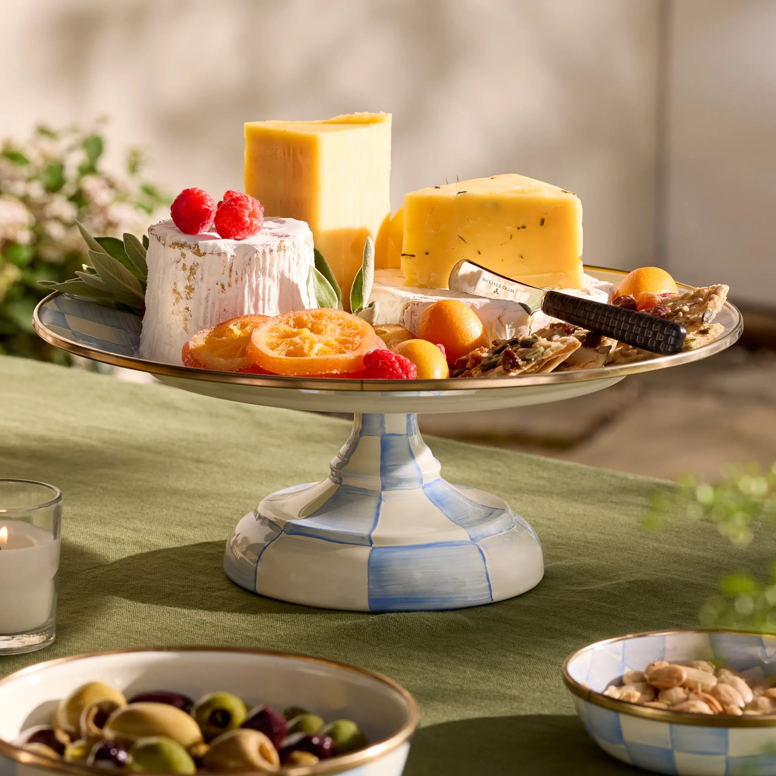 Sky Check Small Pedestal Platter