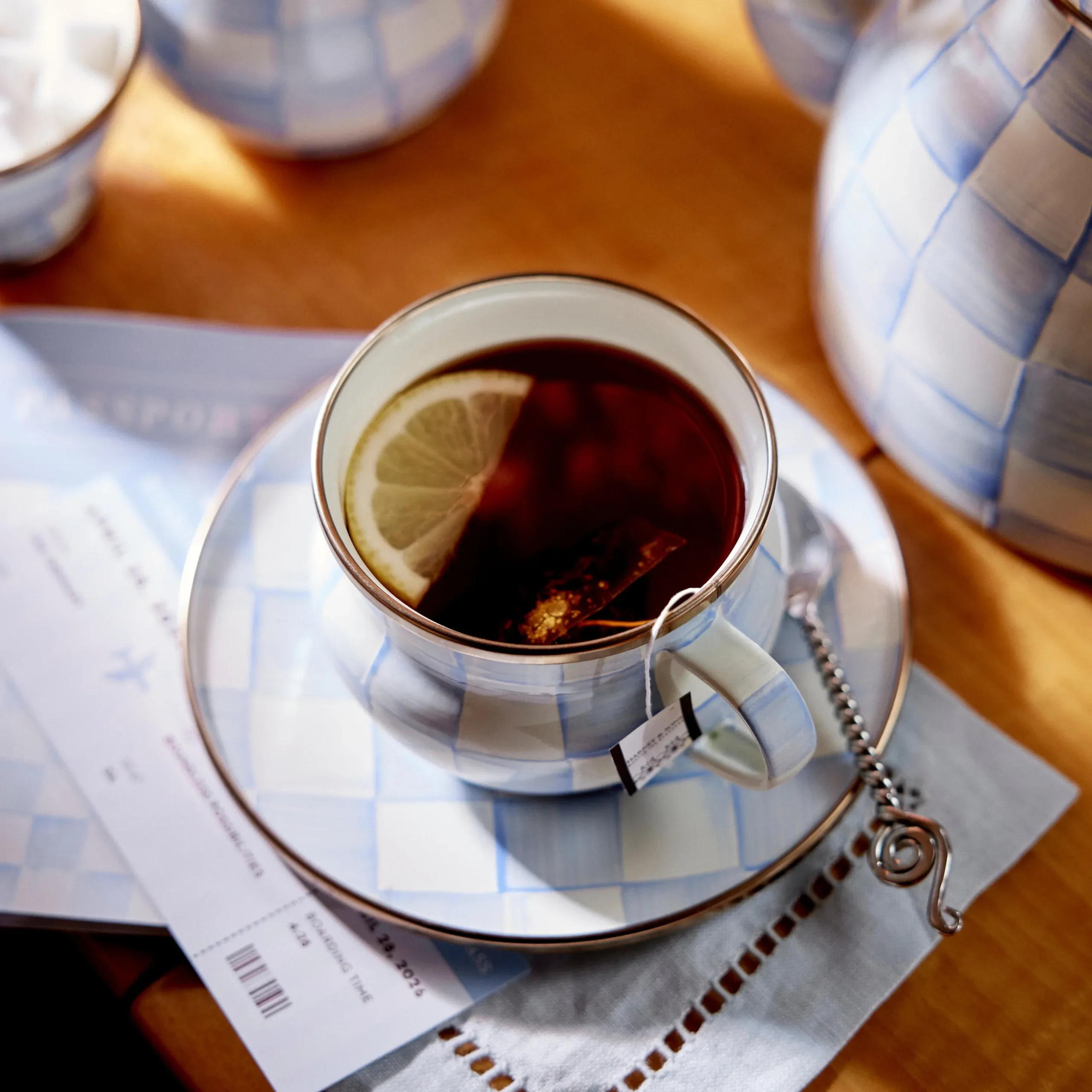 Sky Check Teacup