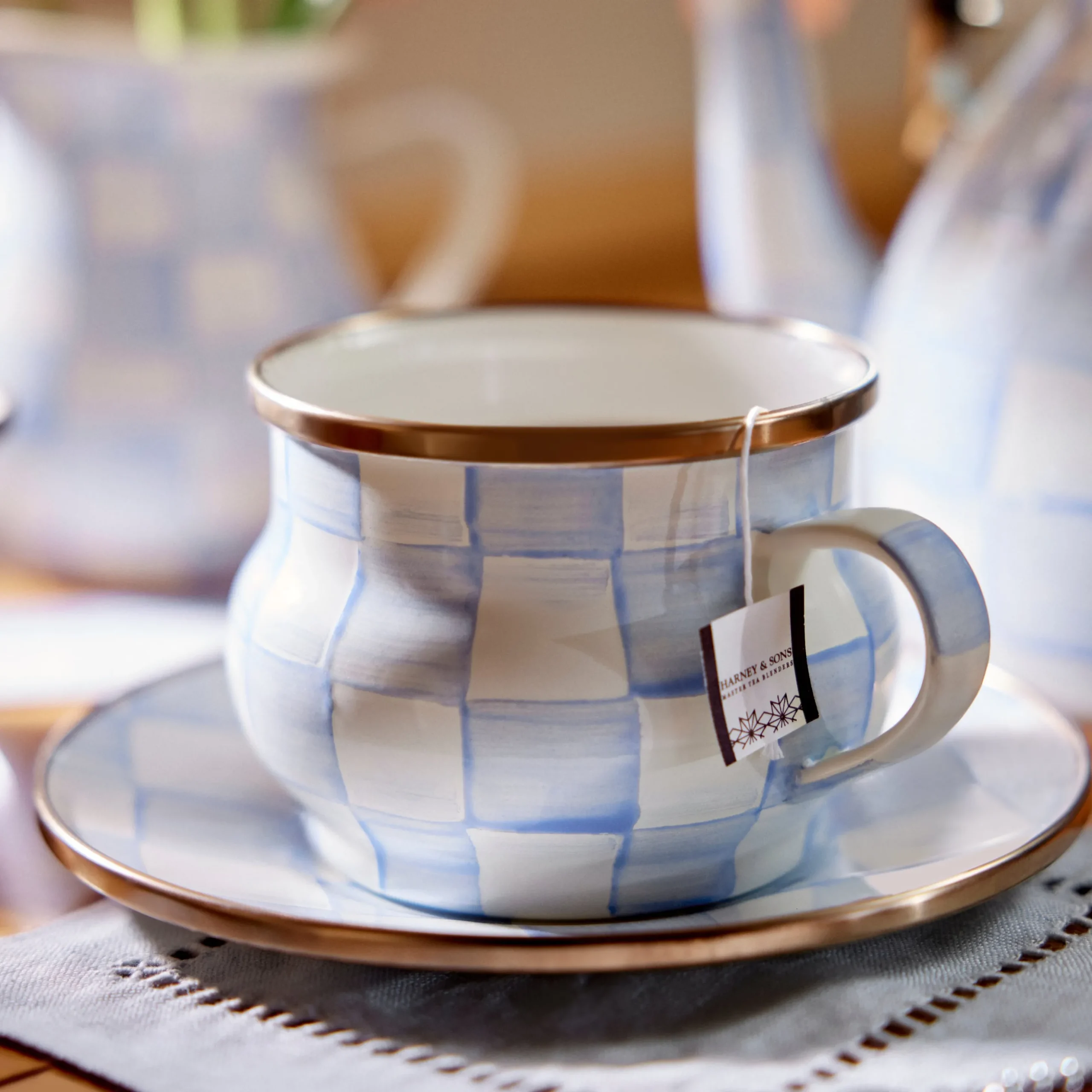 Sky Check Teacup