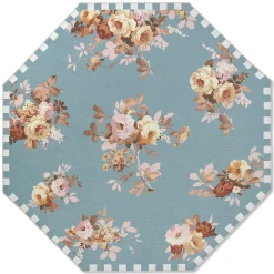 Slate Wild Rose 6' Octagon Washable Rug