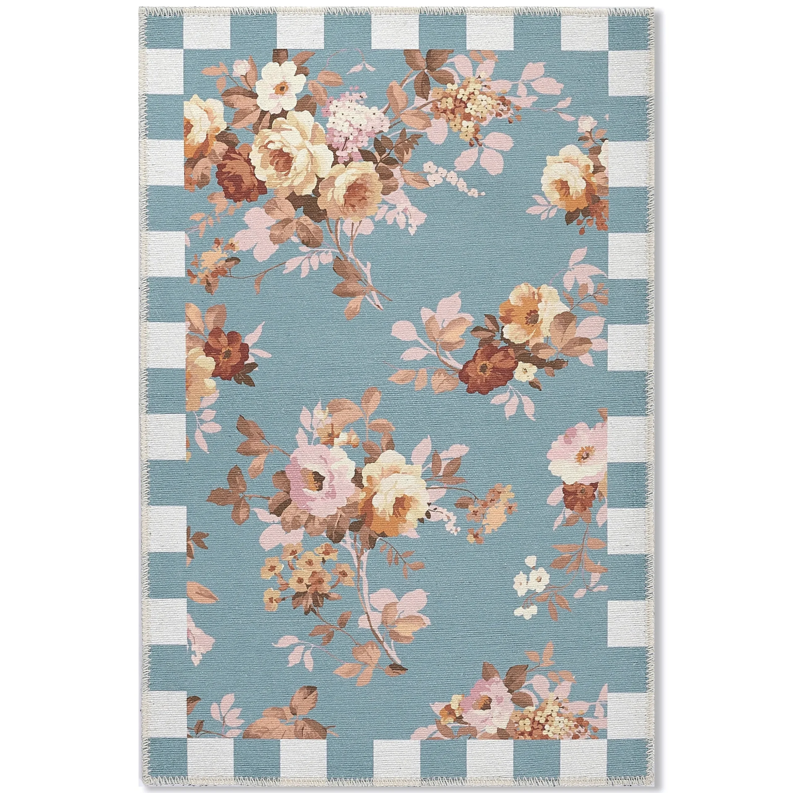 Slate Wild Rose 2' x 3' Washable Rug