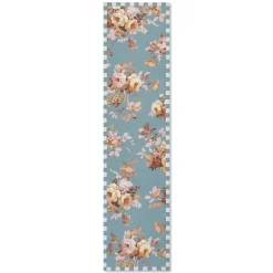 Slate Wild Rose 2'6" x 10' Washable Runner