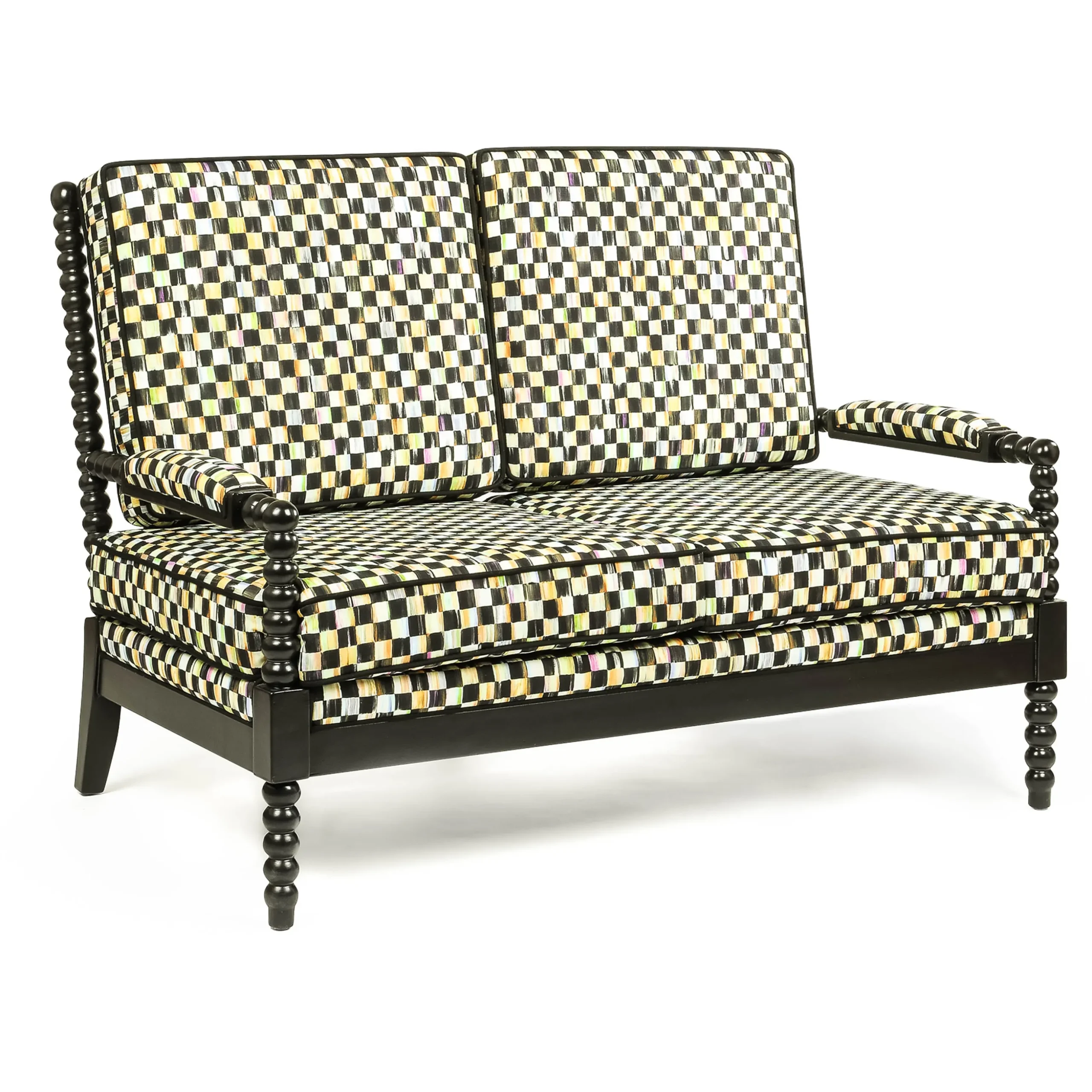Spindle Check Outdoor Loveseat