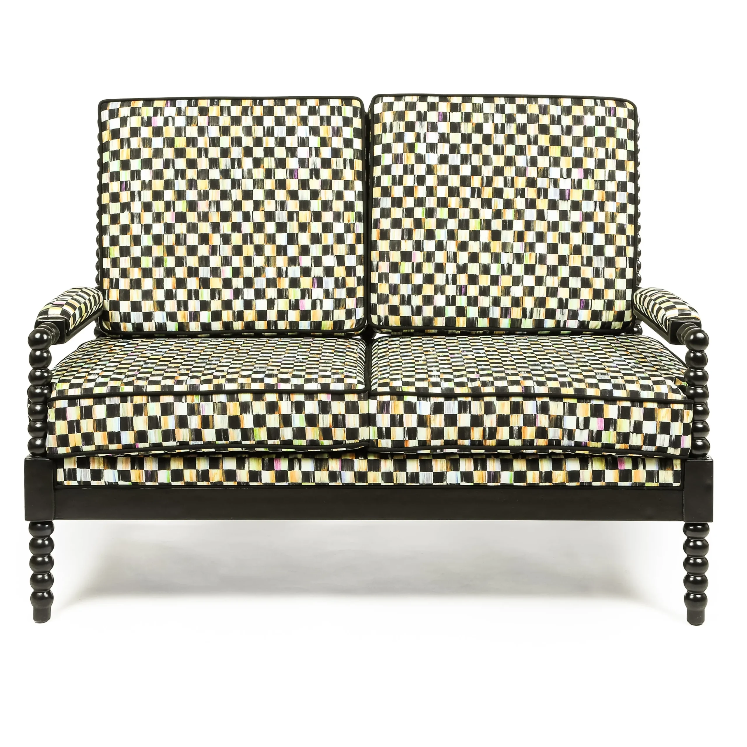 Spindle Check Outdoor Loveseat