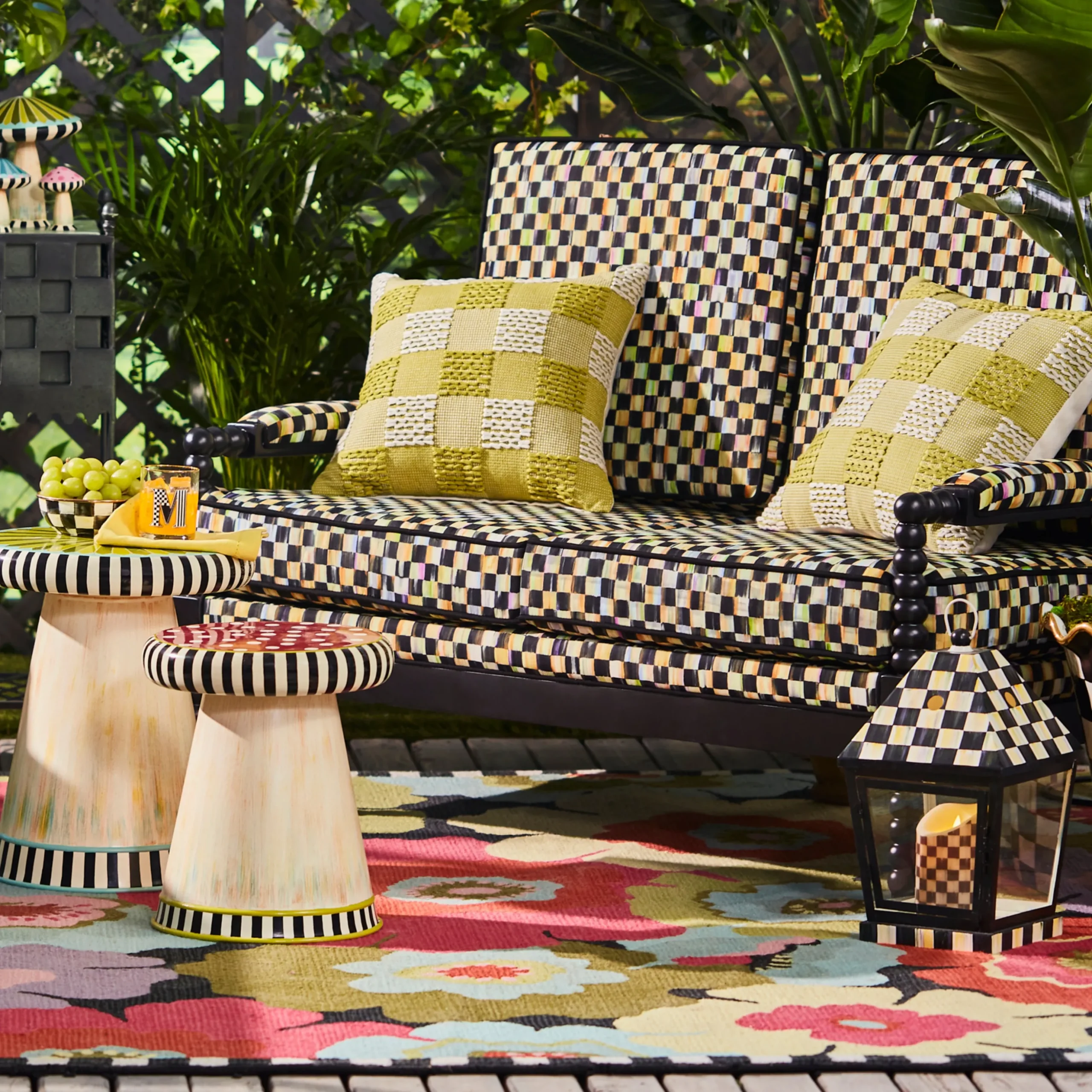 Spindle Check Outdoor Loveseat
