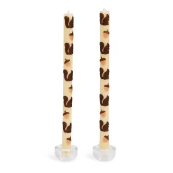 Squirrels & Acorns Dinner Candles, Set of 2