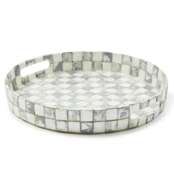 Sterling Check Capiz Round Tray