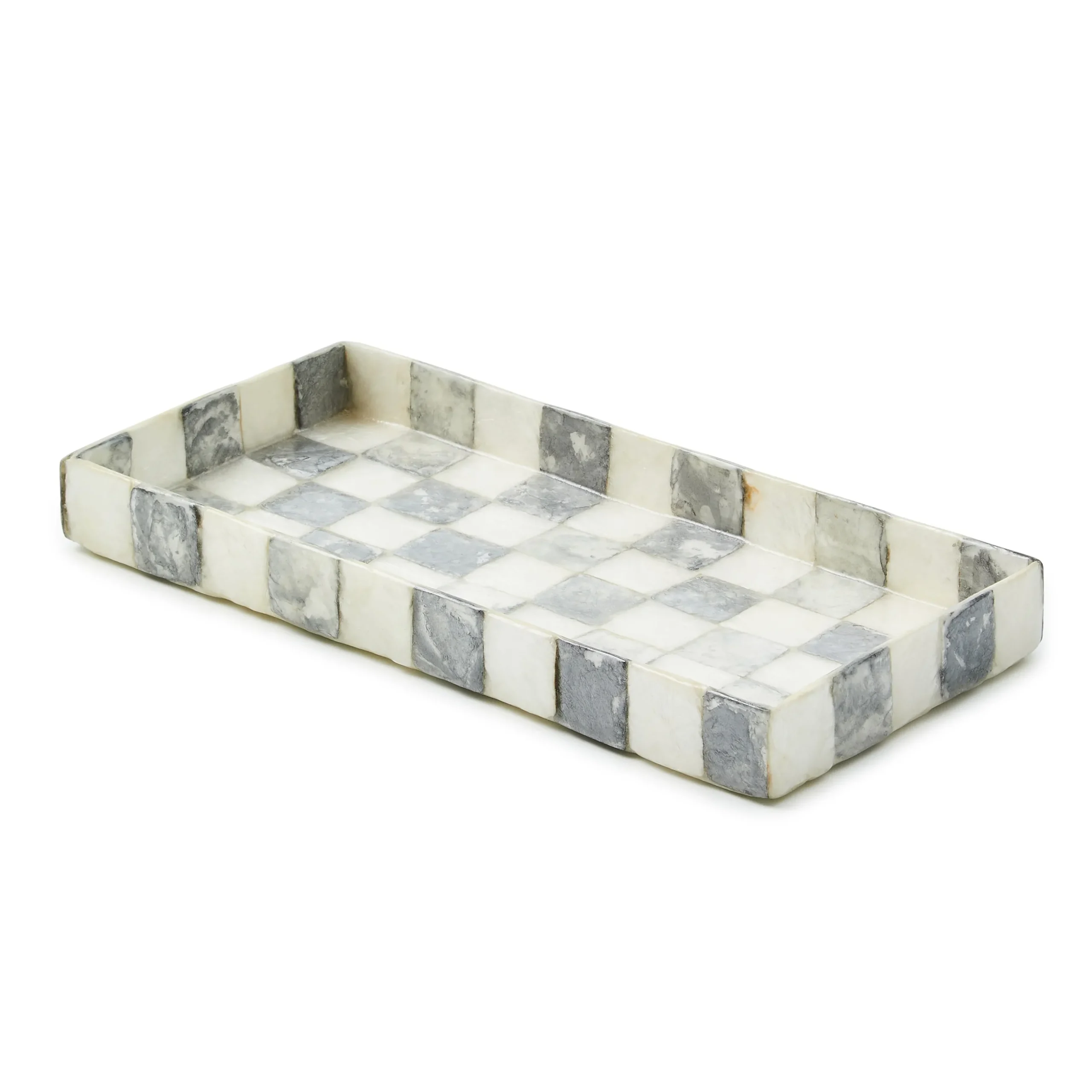 Sterling Check Capiz Vanity Tray