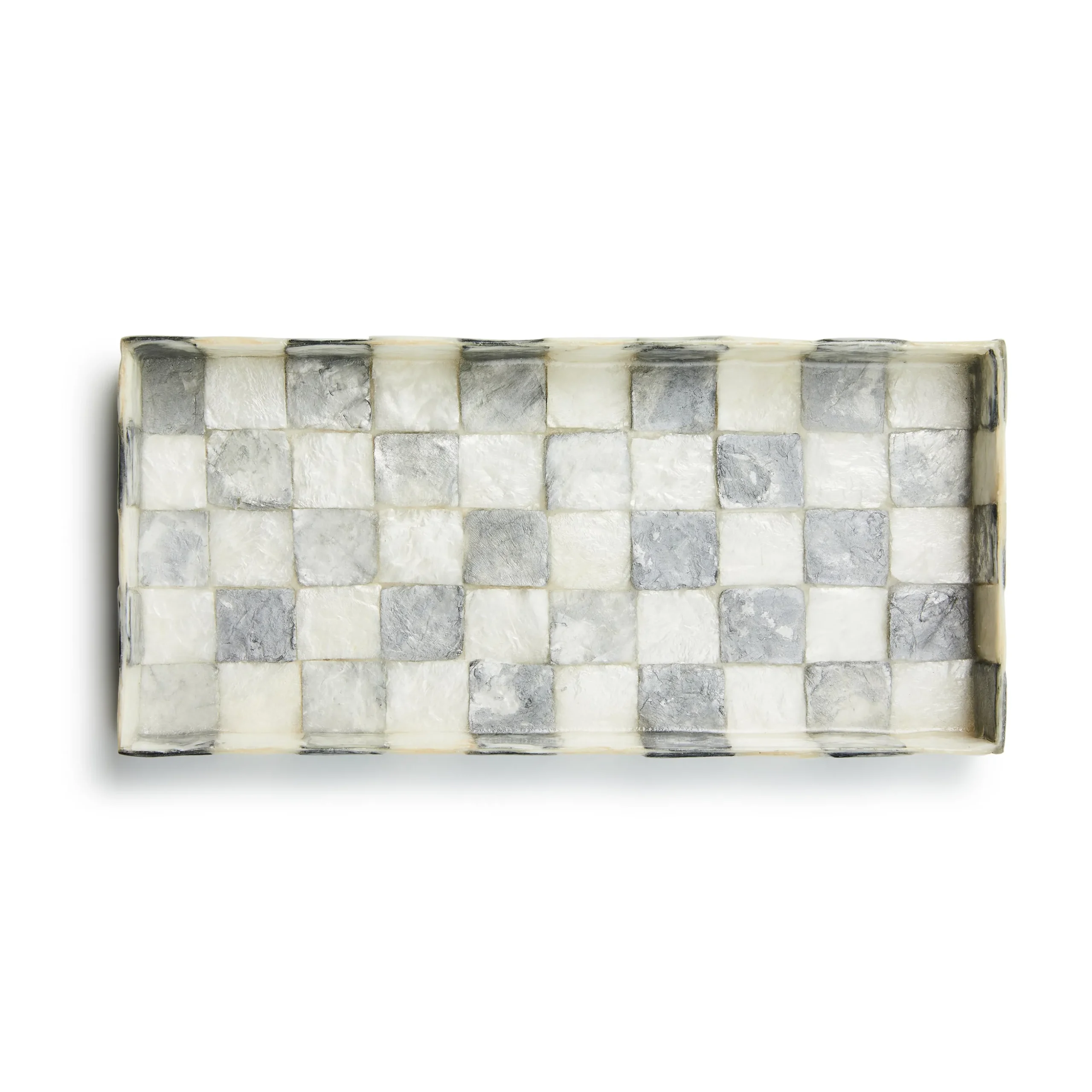 Sterling Check Capiz Vanity Tray