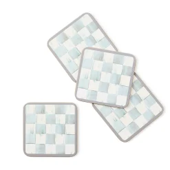Sterling Check Cork Back Coasters, Set of 4