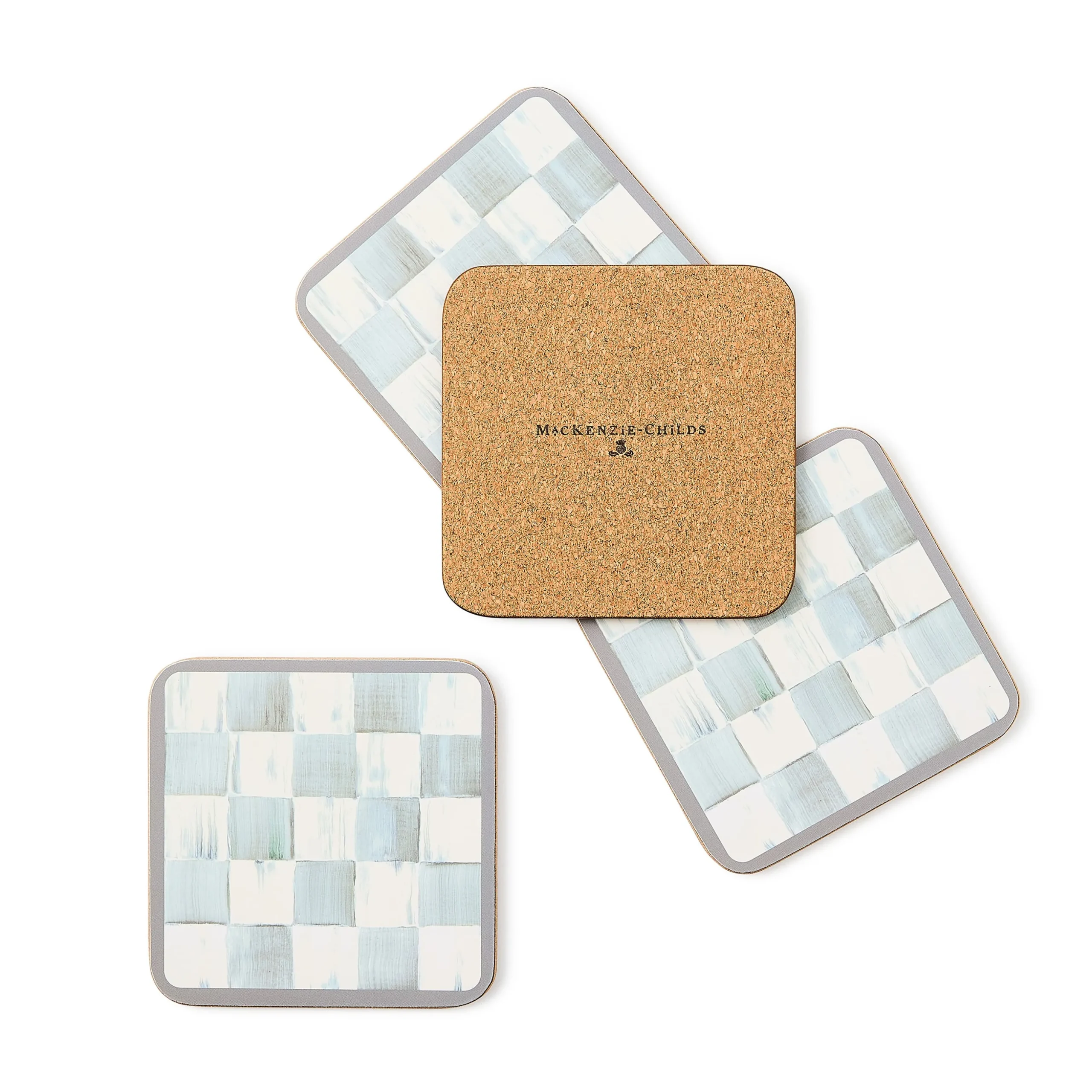 Sterling Check Cork Back Coasters, Set of 4