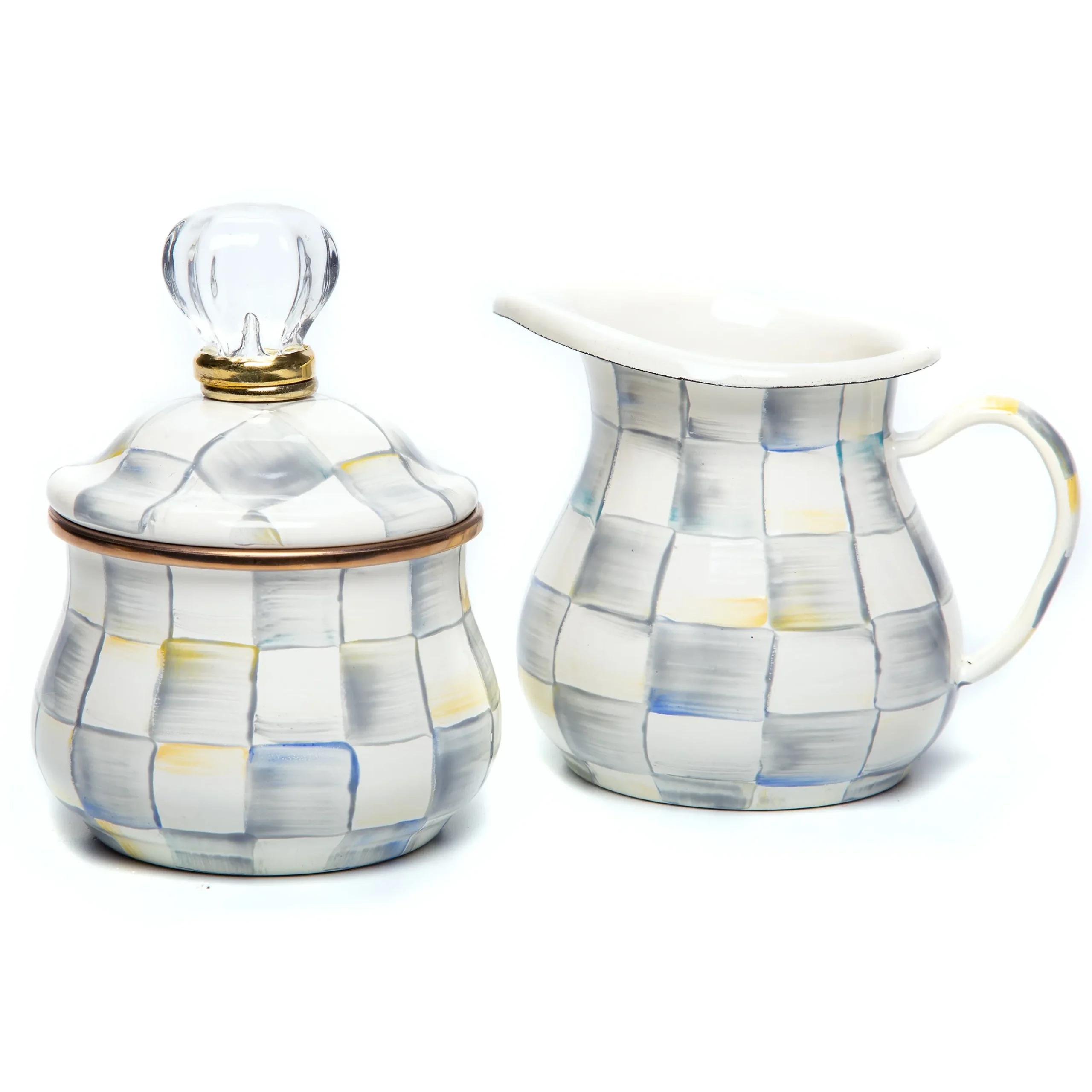 Sterling Check Creamer & Sugar Bowl Set