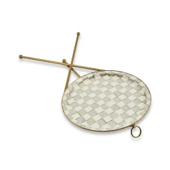 Sterling Check Enamel Tilt Accent Table