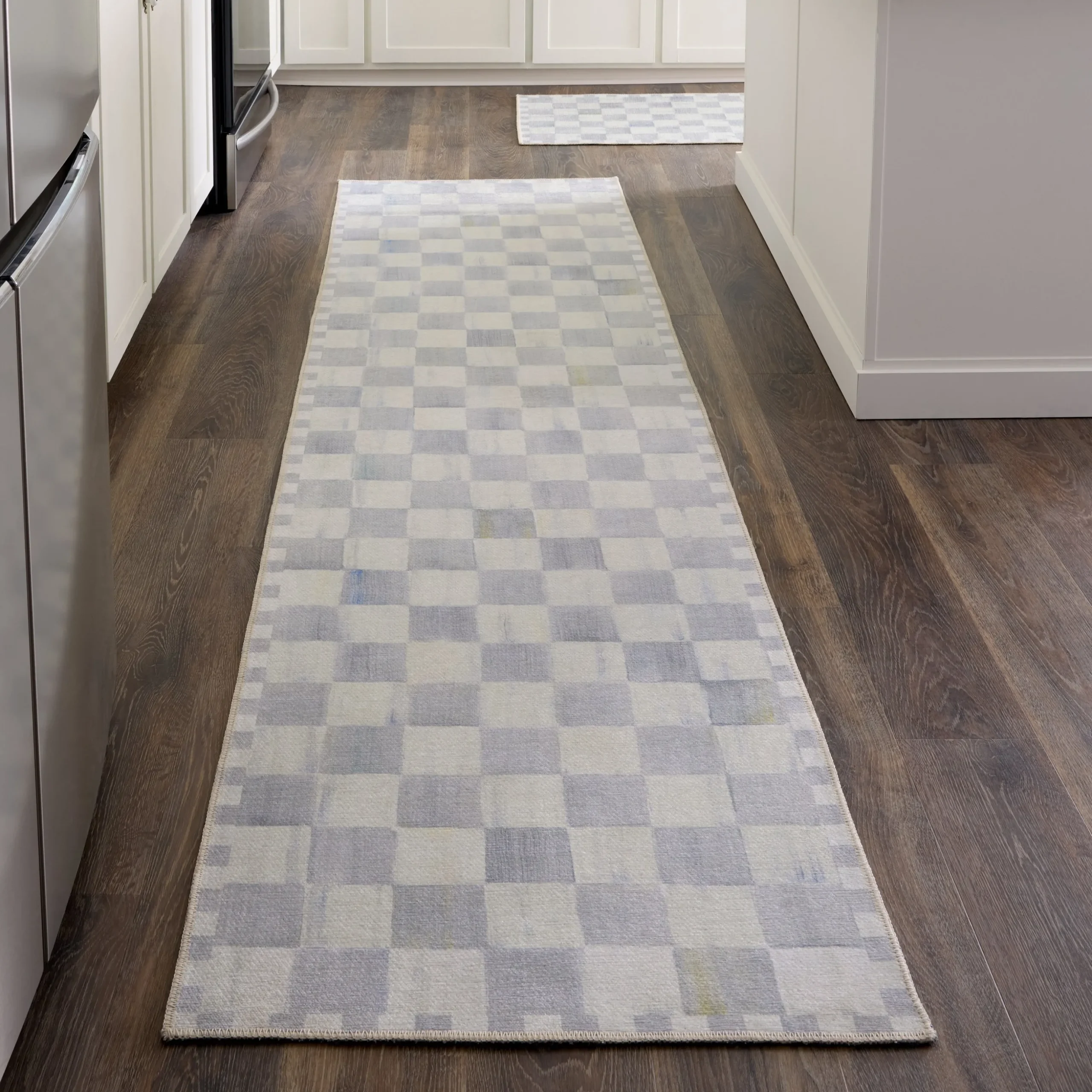 Sterling Checkered 2'6" x 10' Washable Runner