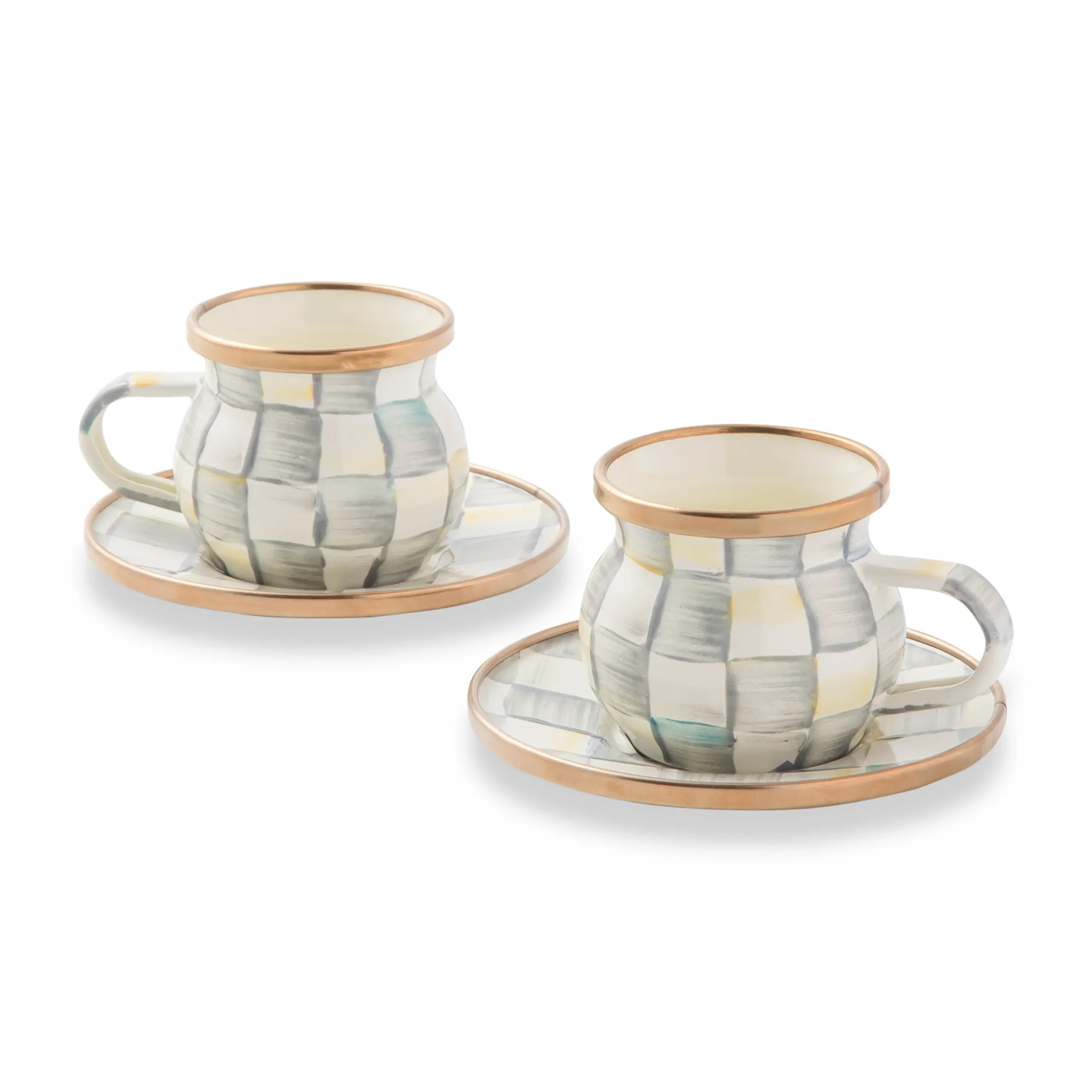 Sterling Check Espresso Cup & Saucer Set