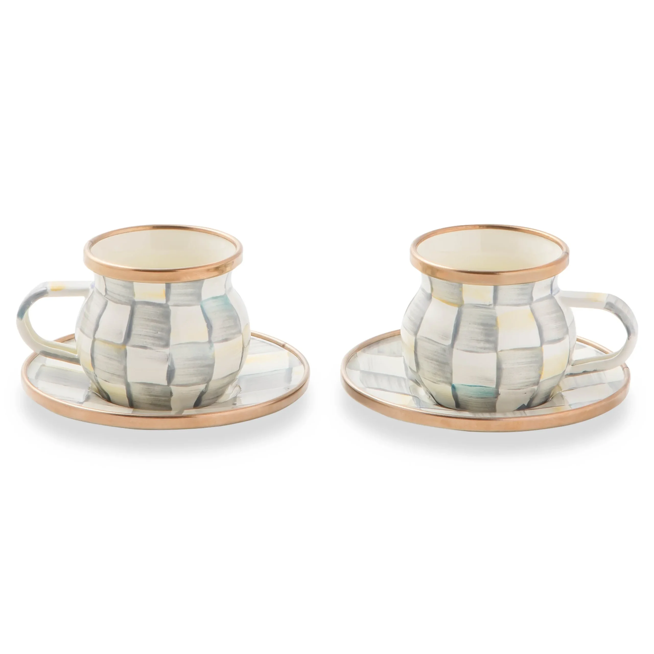 Sterling Check Espresso Cup & Saucer Set
