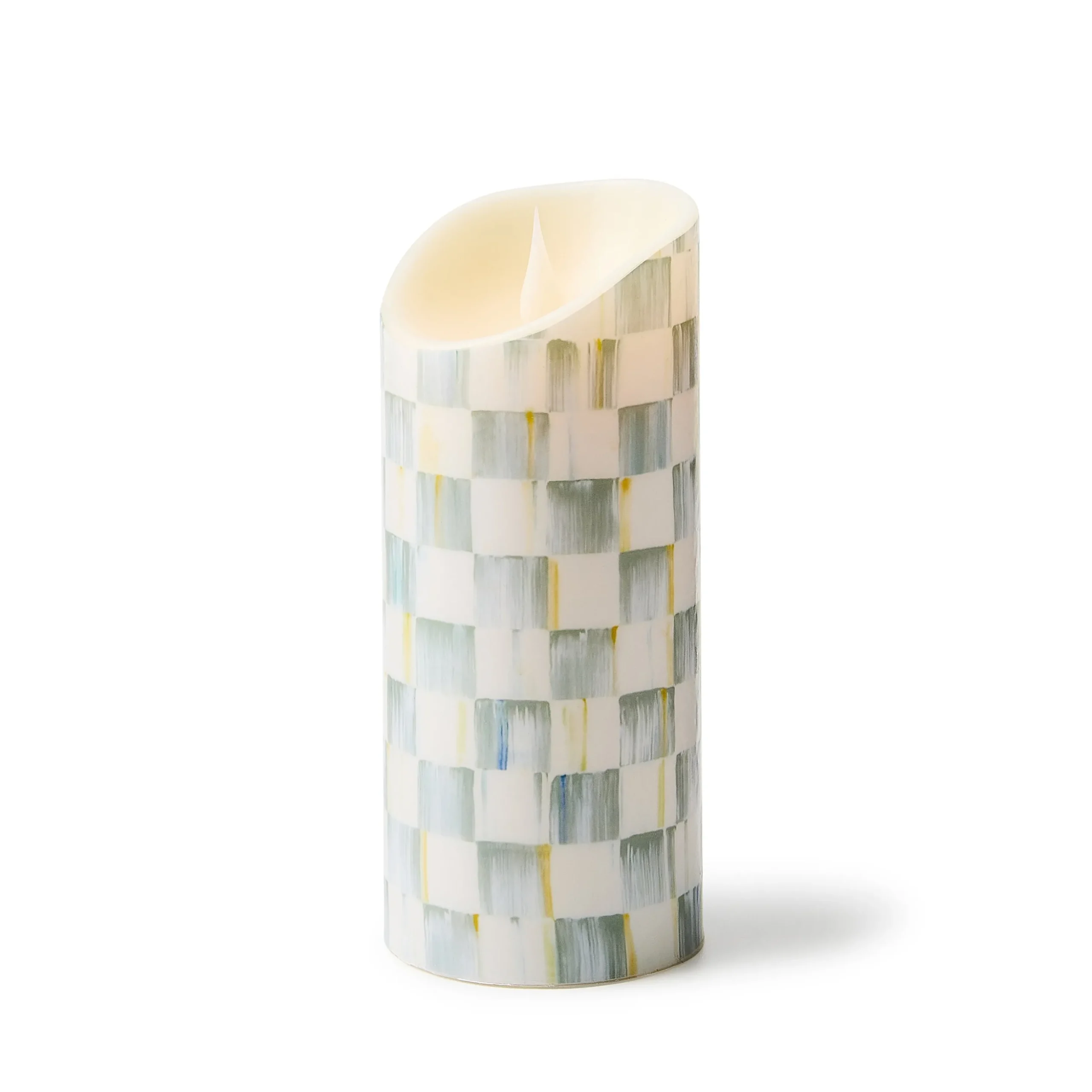 Sterling Check Flicker 7" Pillar Candle
