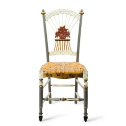Sterling Check Flower Basket Side Chair