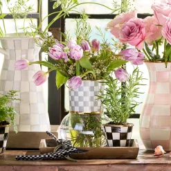 Sterling Check Glass Vase