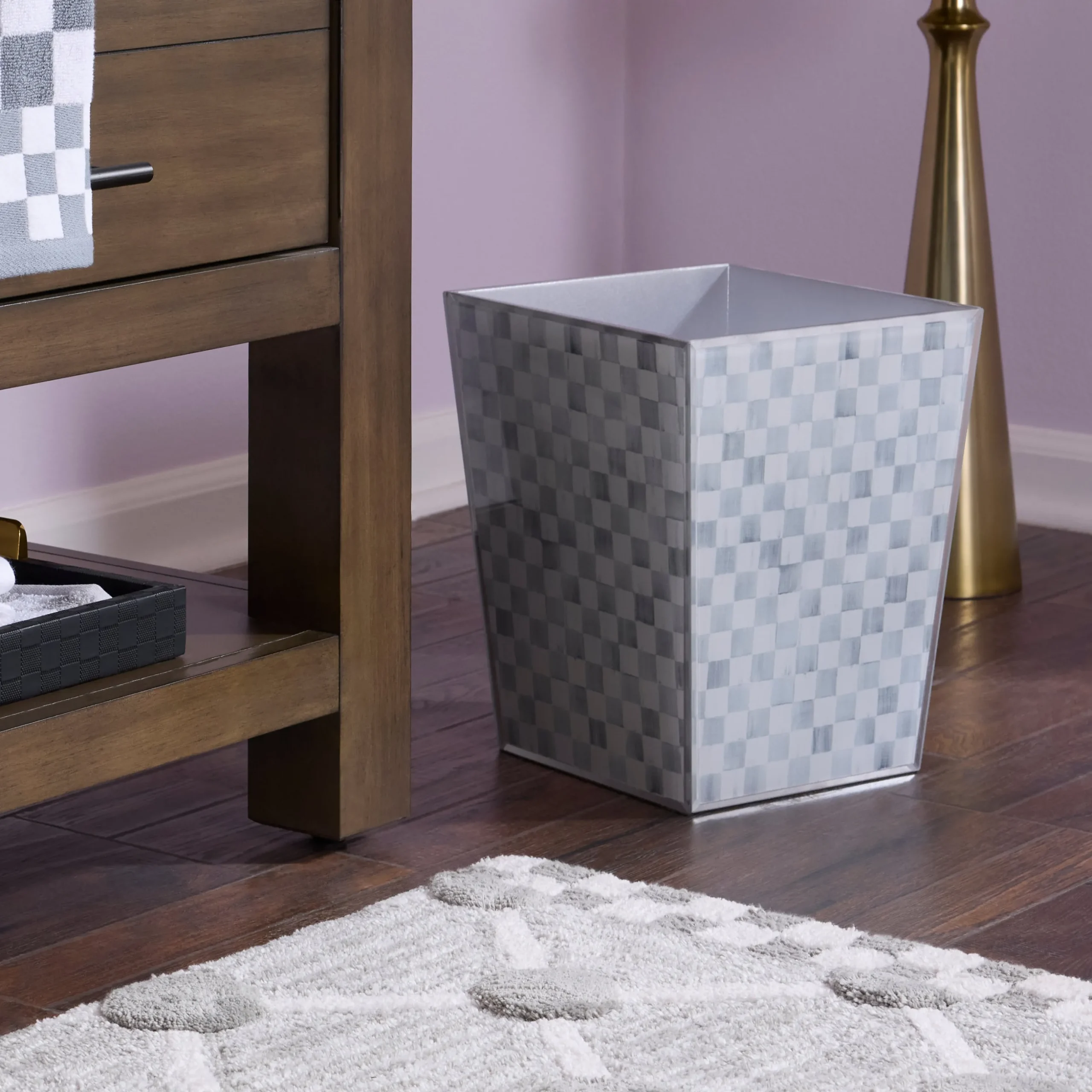 Sterling Check Glass Waste Bin