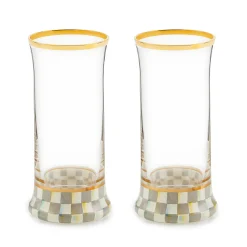 Sterling Check Highball Glass, Set of 2