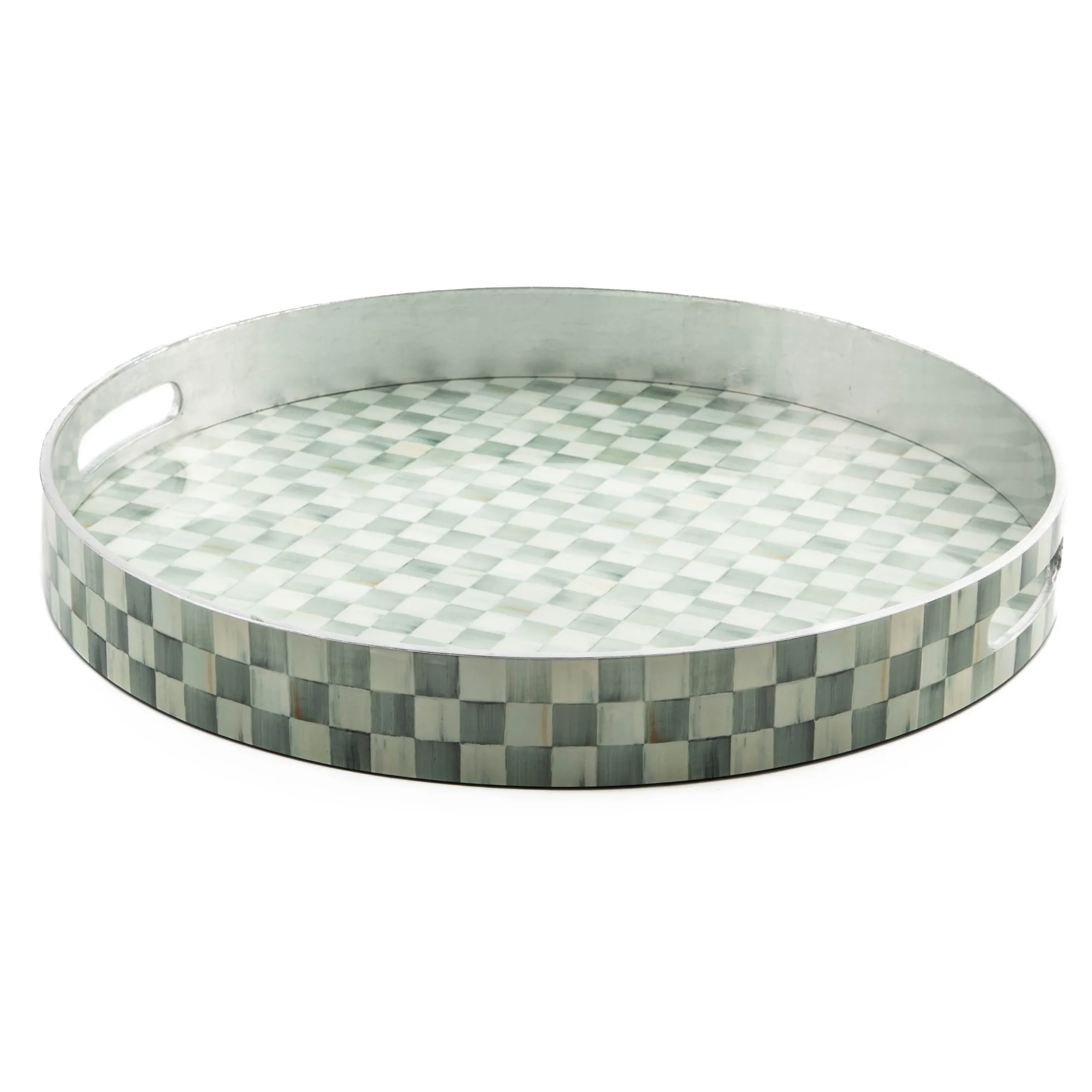 Sterling Check Lacquer Round Tray