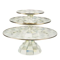 Sterling Check Large Pedestal Platter
