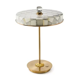 Sterling Check LED Rechargeable Disk Table Lamp
