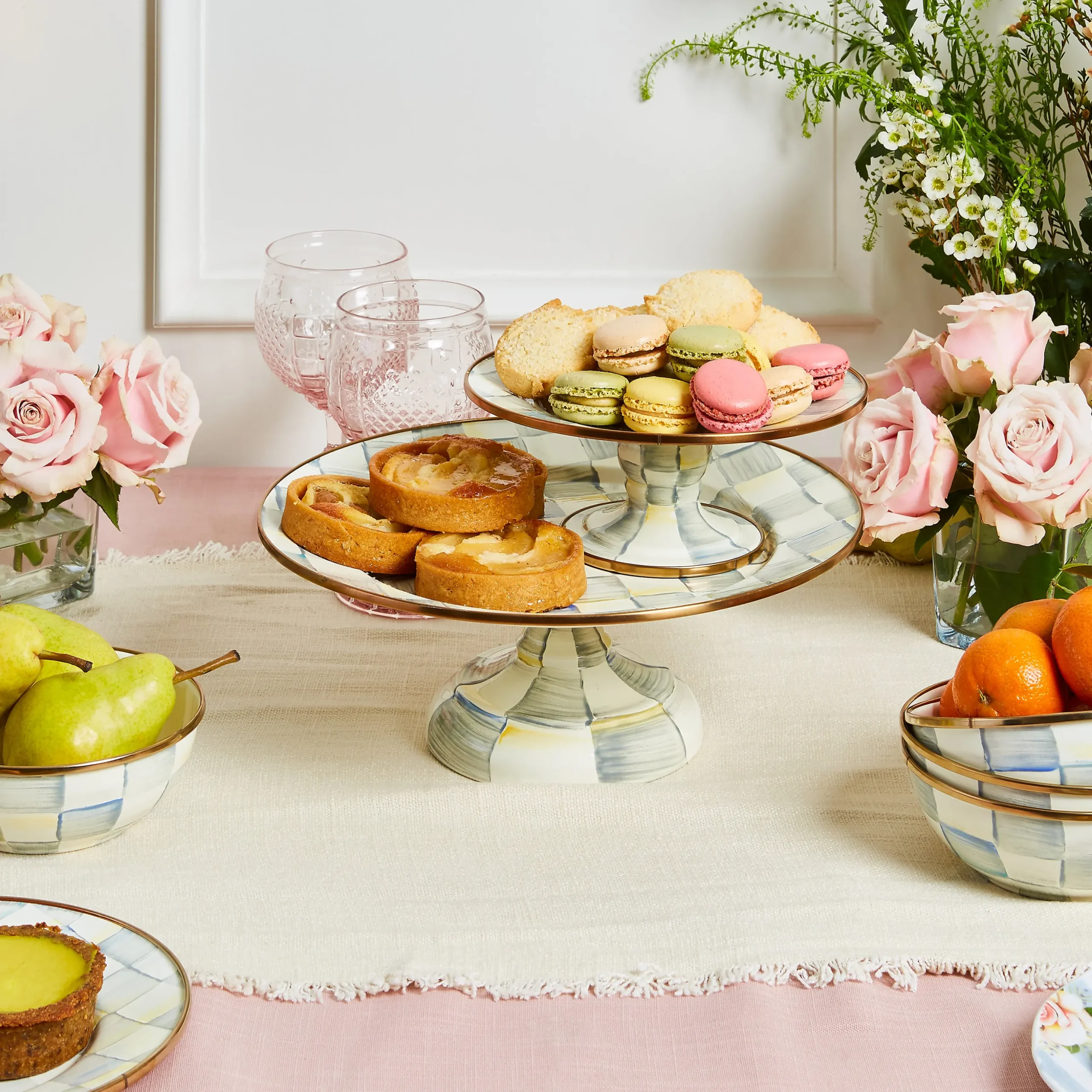 Sterling Check Mini Pedestal Platter