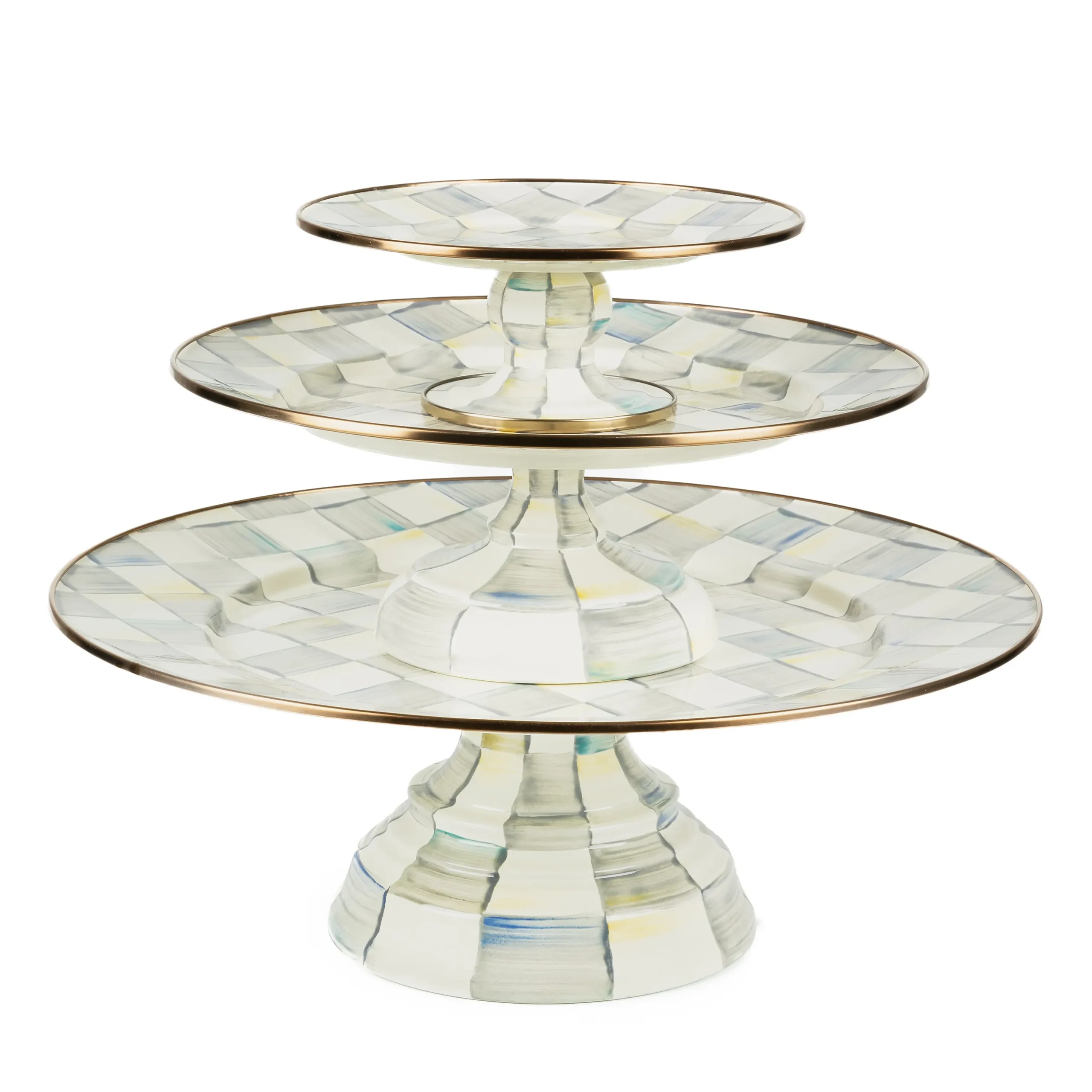 Sterling Check Mini Pedestal Platter