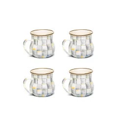 Sterling Check Mugs, Set of 4