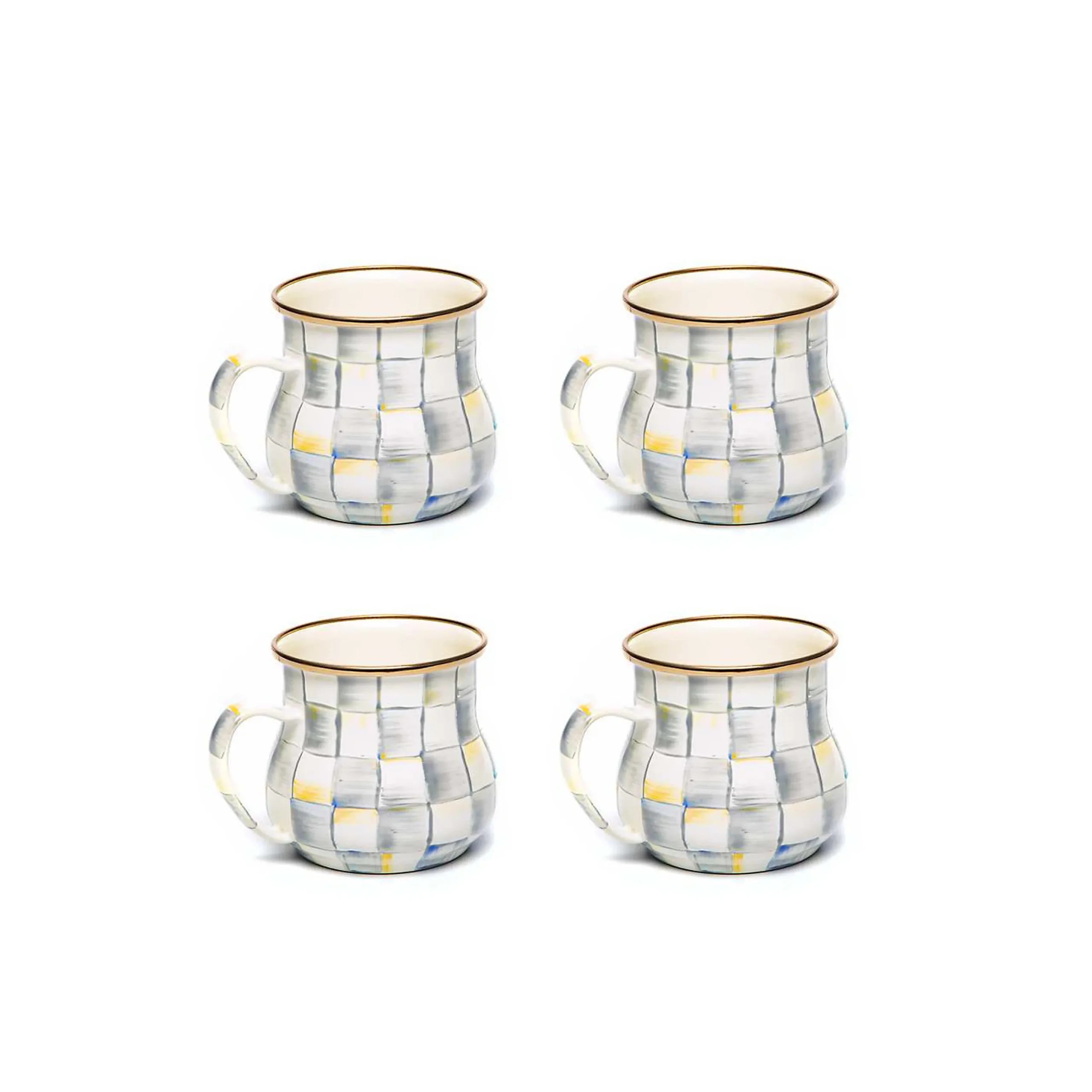 Sterling Check Mugs, Set of 4