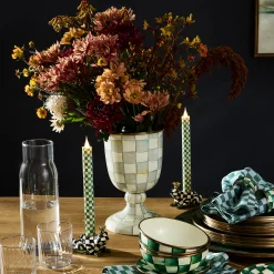 Sterling Check Pedestal Vase