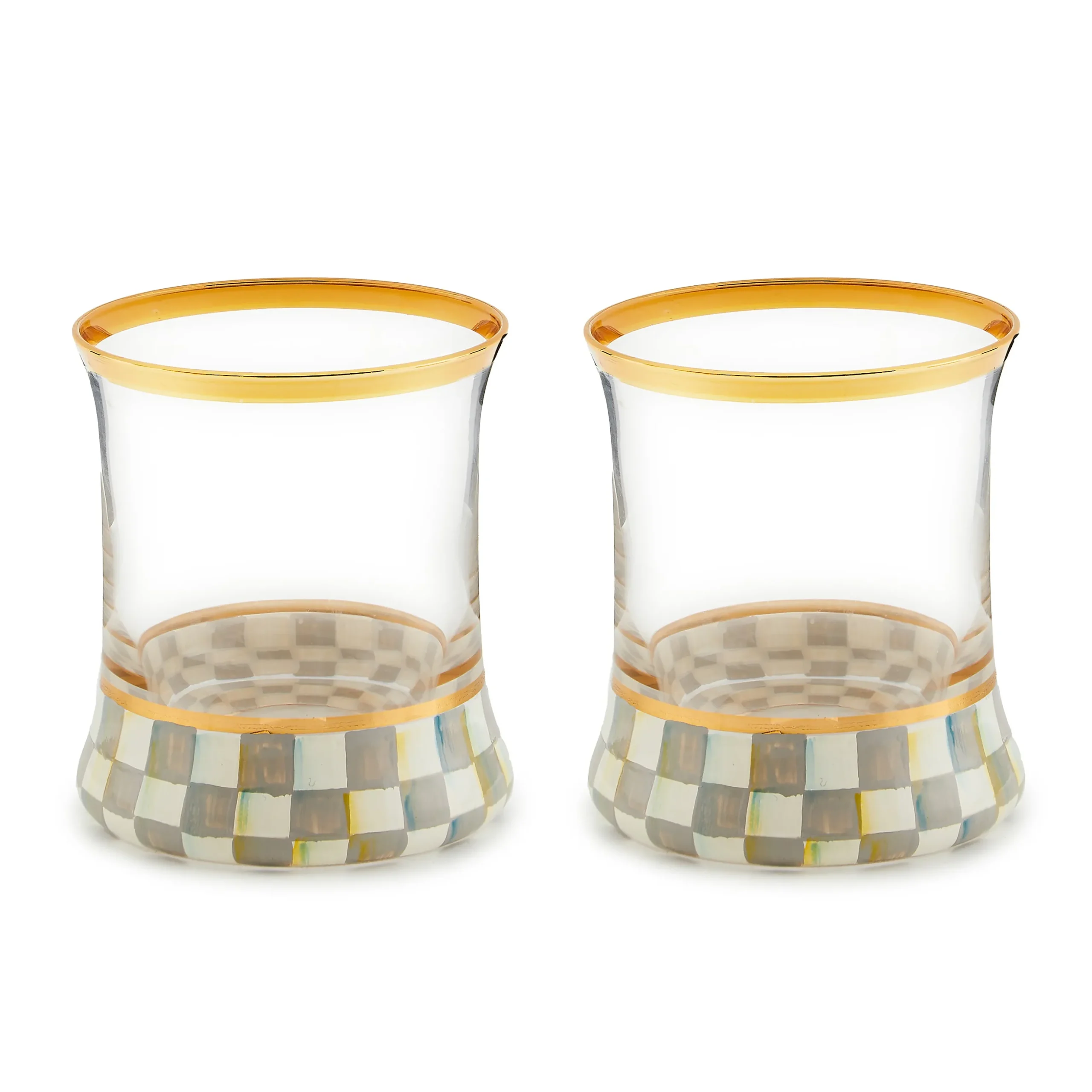 Sterling Check Tumbler Glass, Set of 2