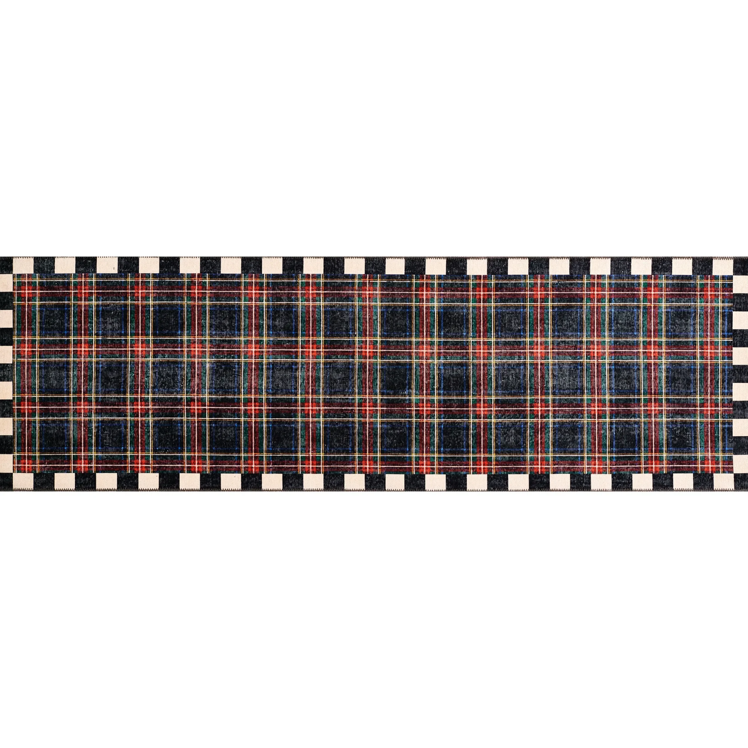 Stewart Tartan Black 2'6" x 8' Washable Runner