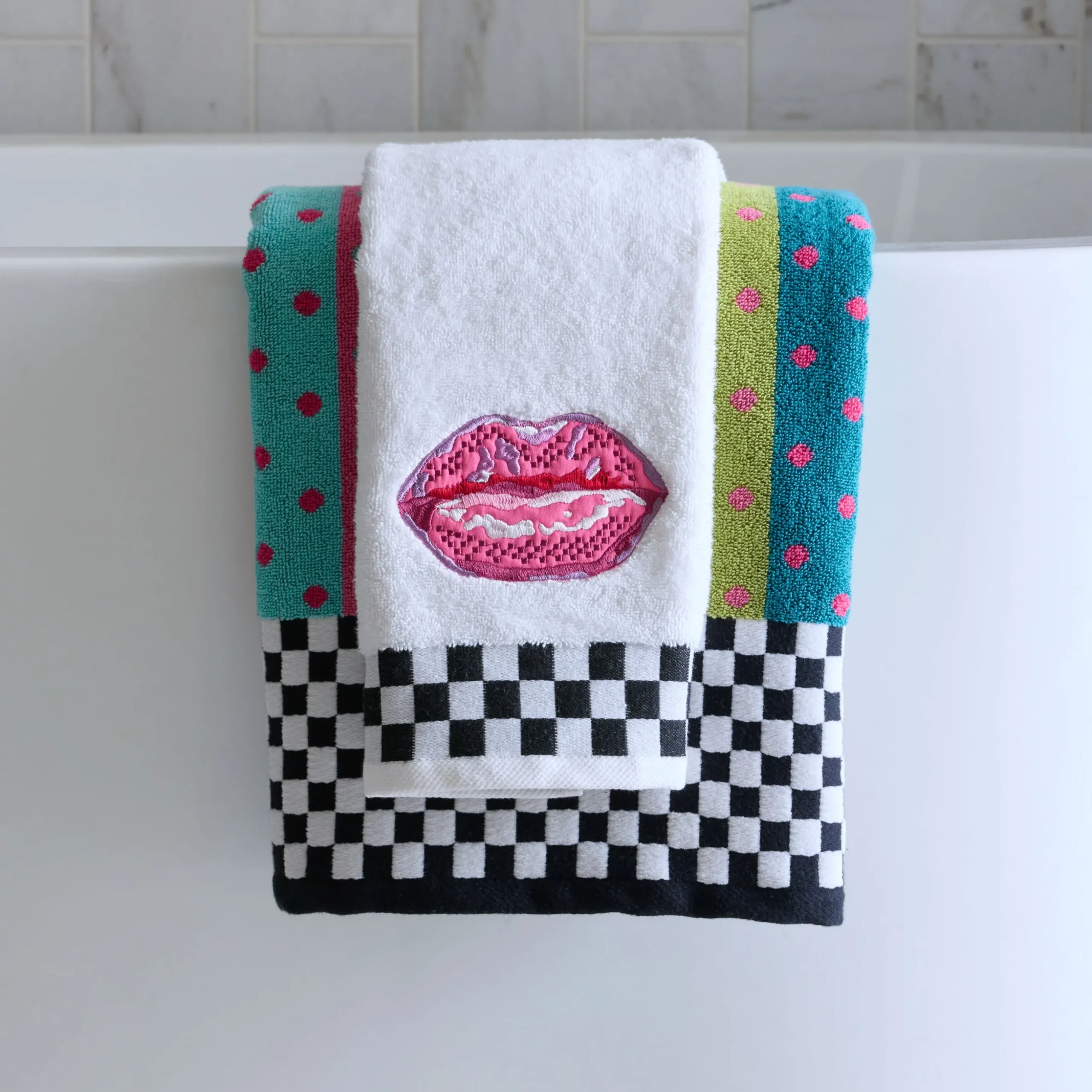 Stripe & Dot Confetti Bath Towel