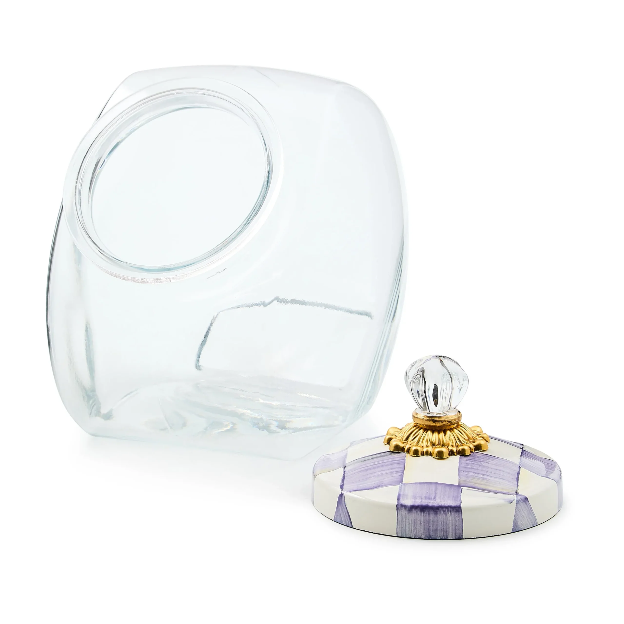 Sweets Jar with Violet Check Lid