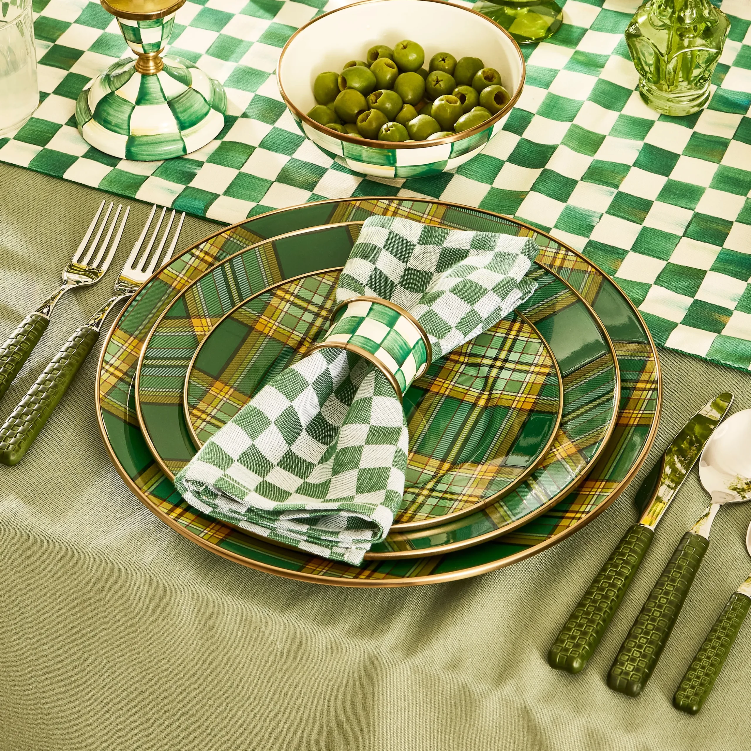 Tartan Green Charger Plate