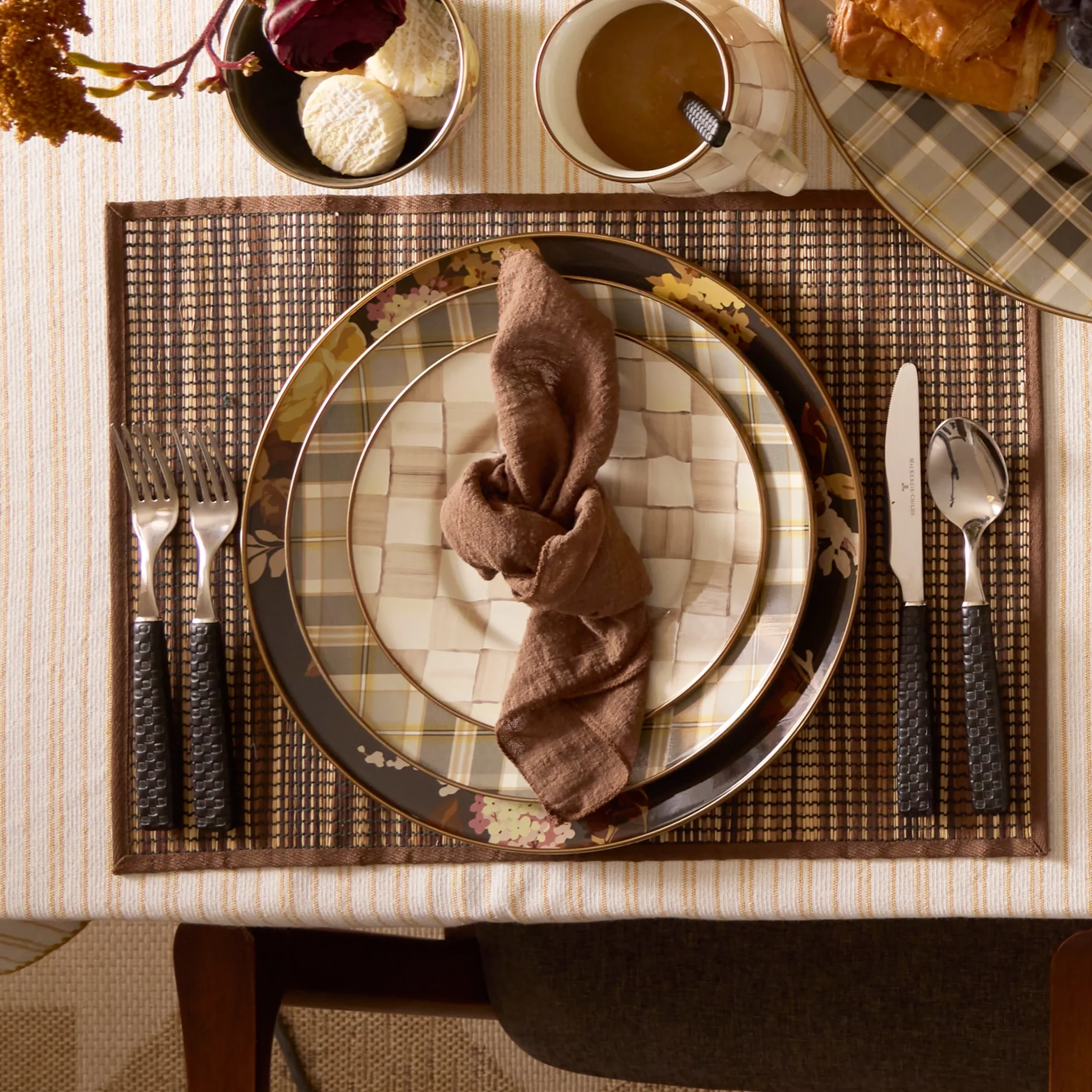 Tartan Mocha Dinner Plate