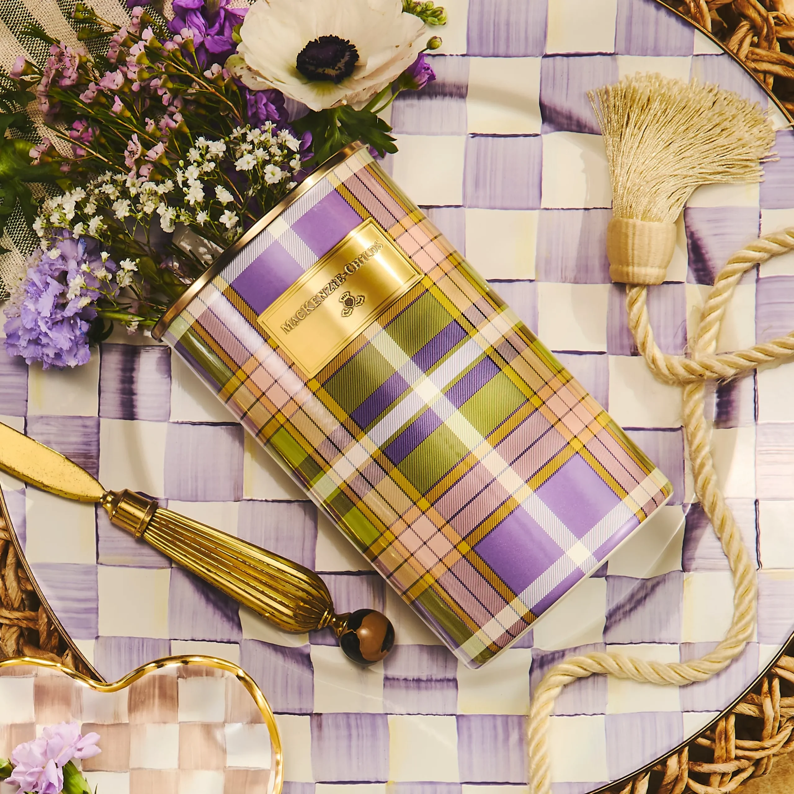 Tartan Violet Utensil Holder