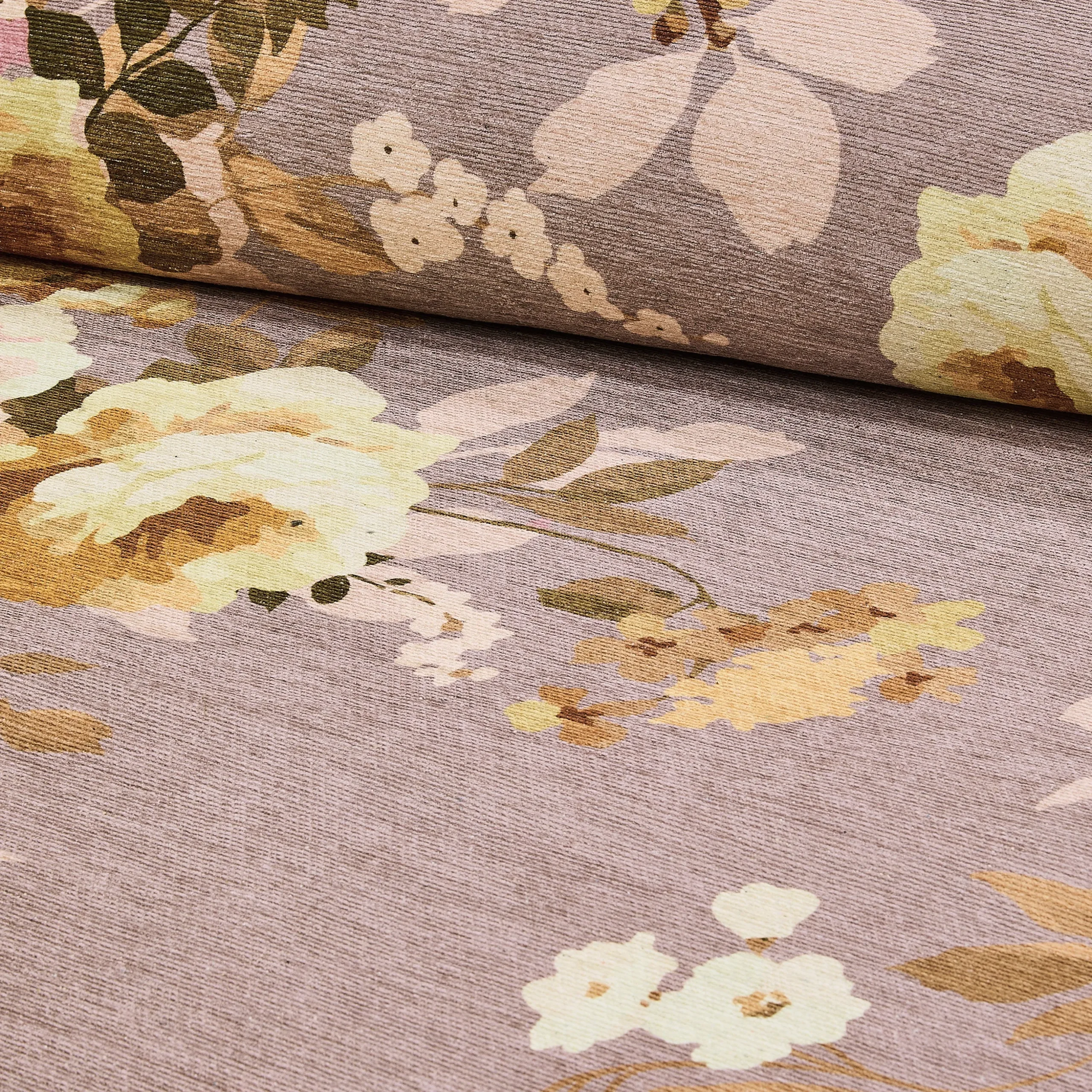 Taupe Wild Rose 6' Octagon Washable Rug