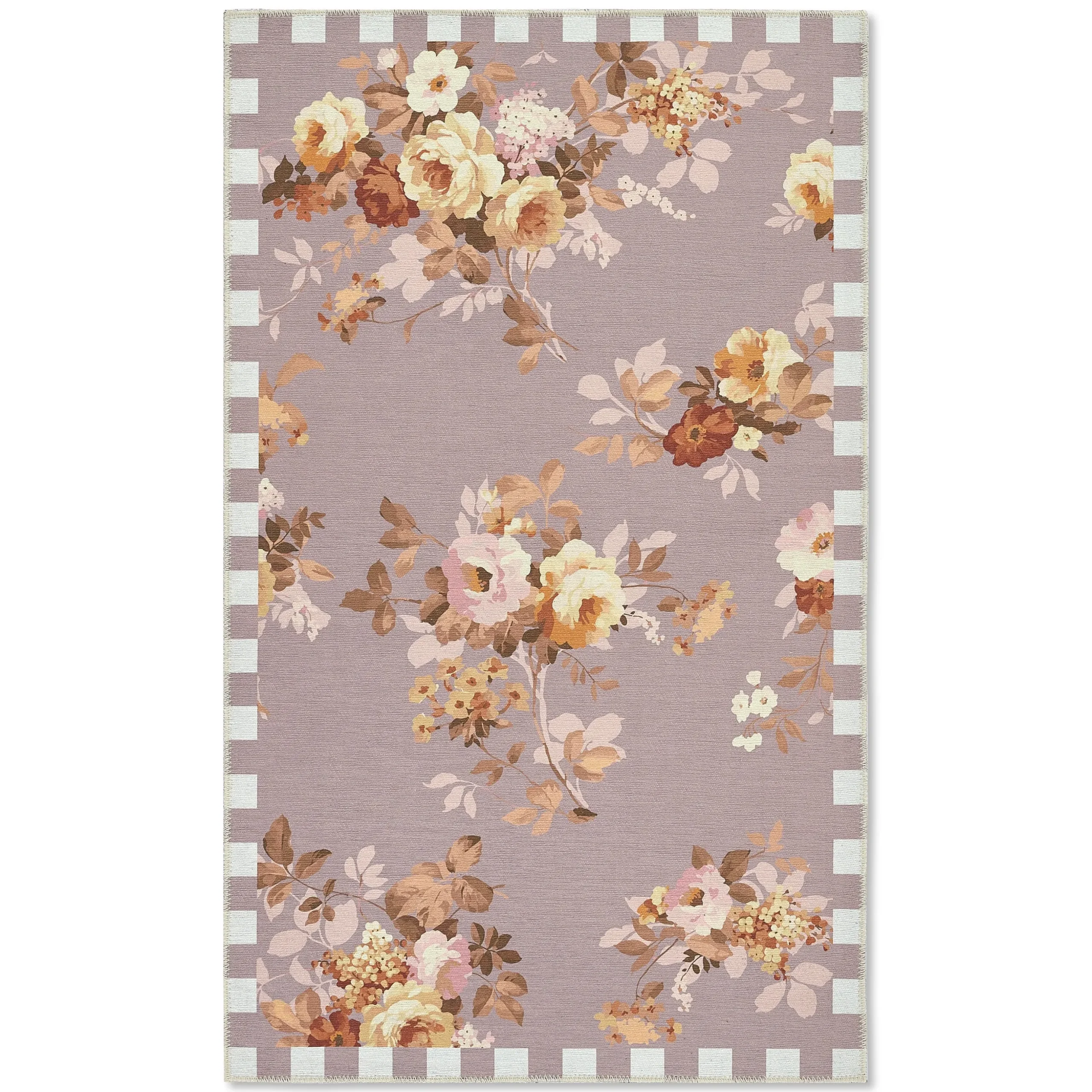 Taupe Wild Rose 3' x 5' Washable Rug