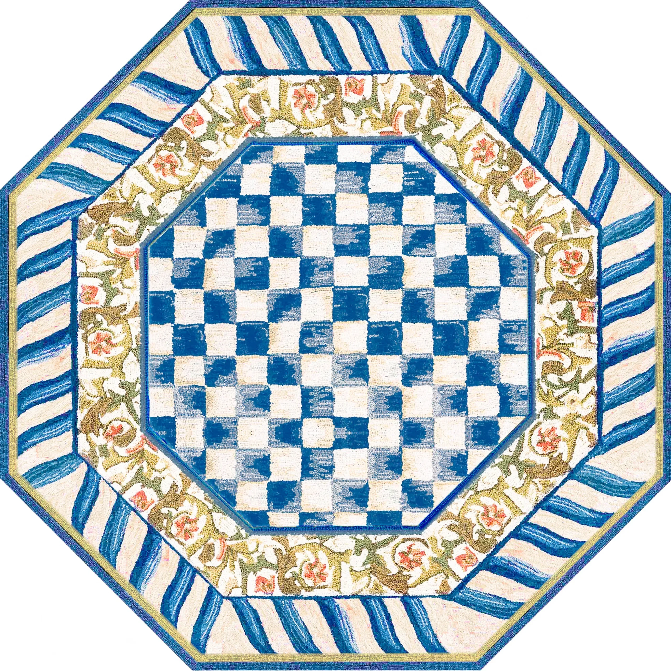 Truly Royal Check 6' Octagon Washable Rug