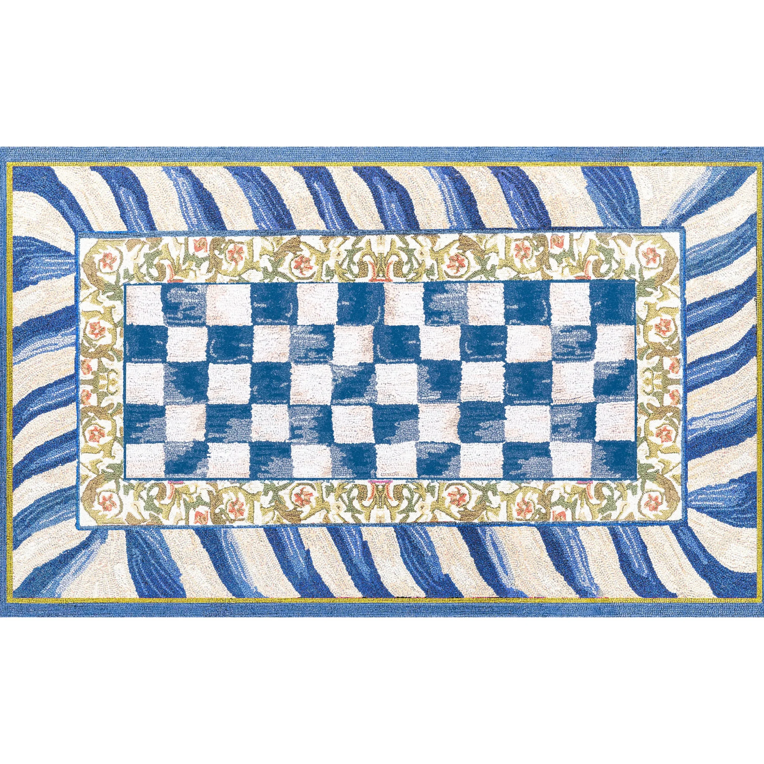 Truly Royal Check 3' x 5' Washable Rug