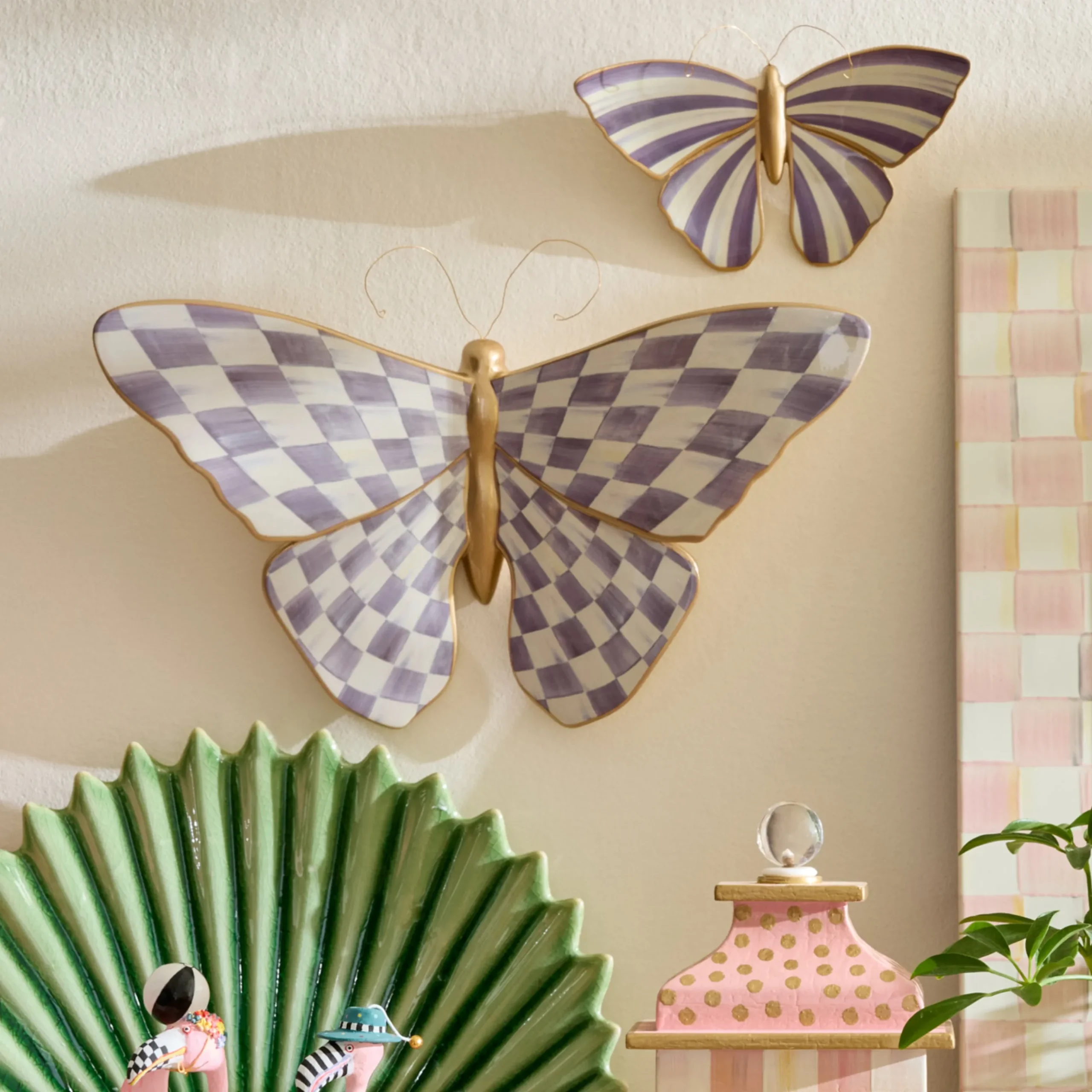 Violet Butterfly Wall Decor Duo