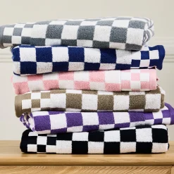 Violet Check Bath Towel