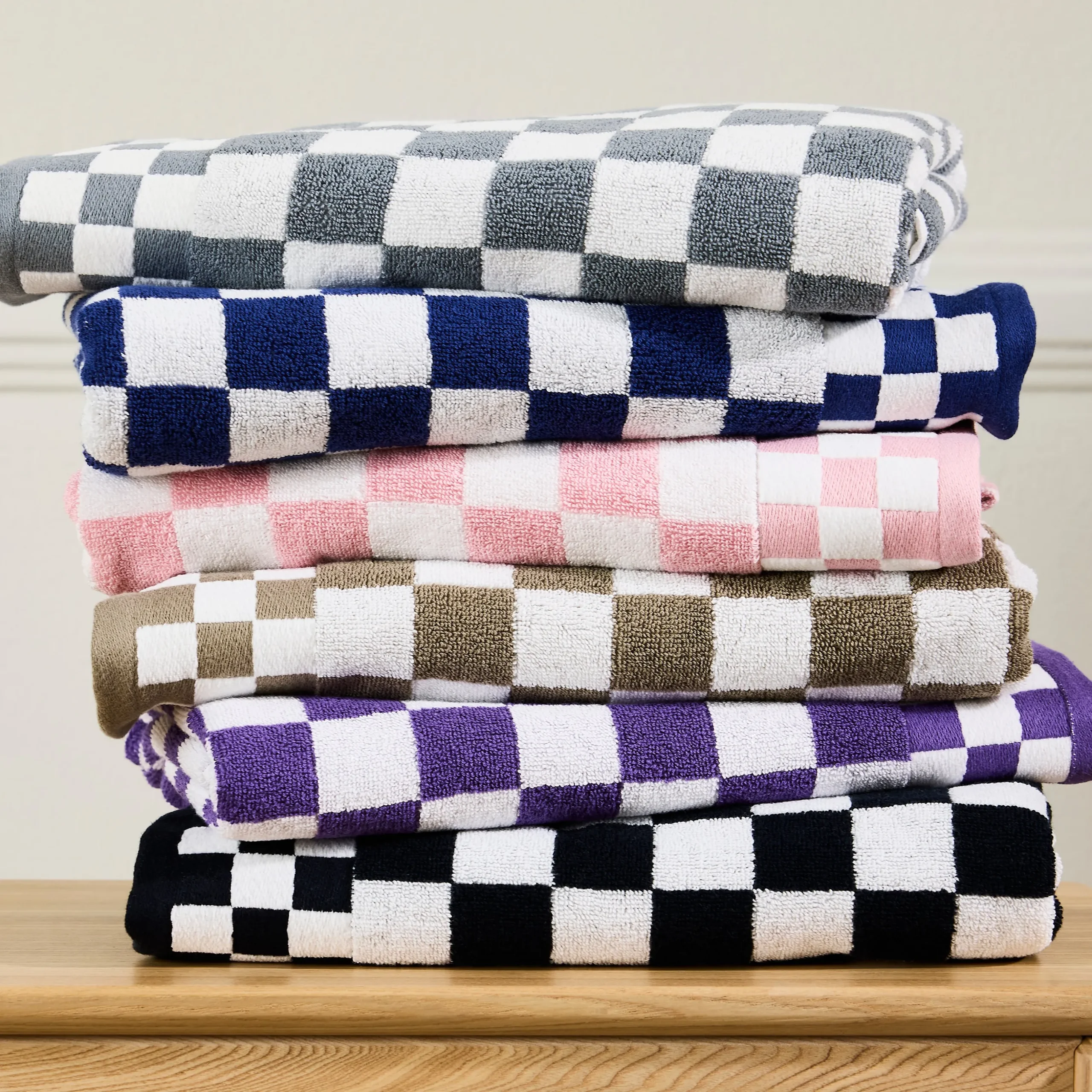 Violet Check Bath Towel