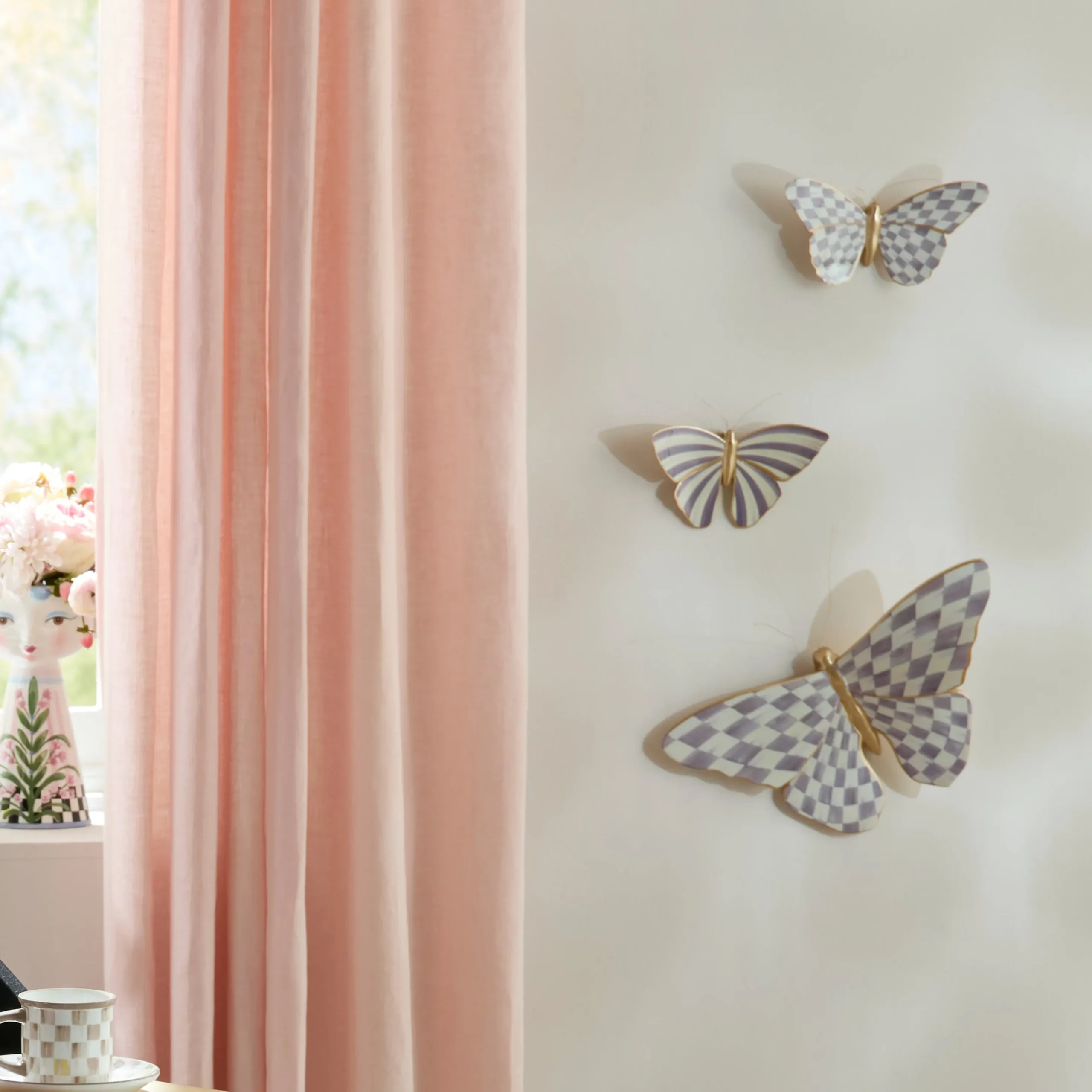 Violet Check Butterfly Wall Decor